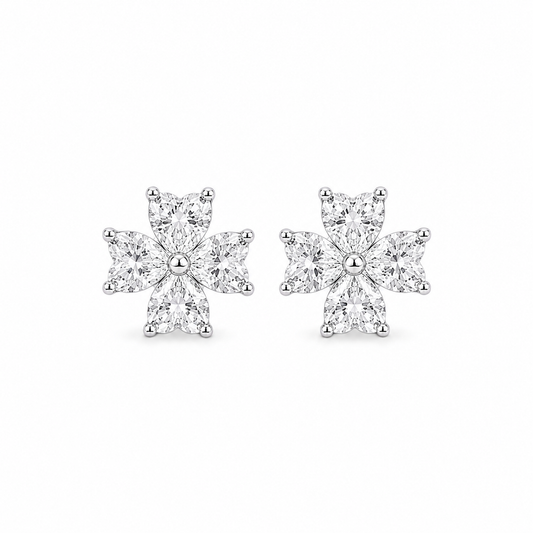 Silver Love Petal Earrings