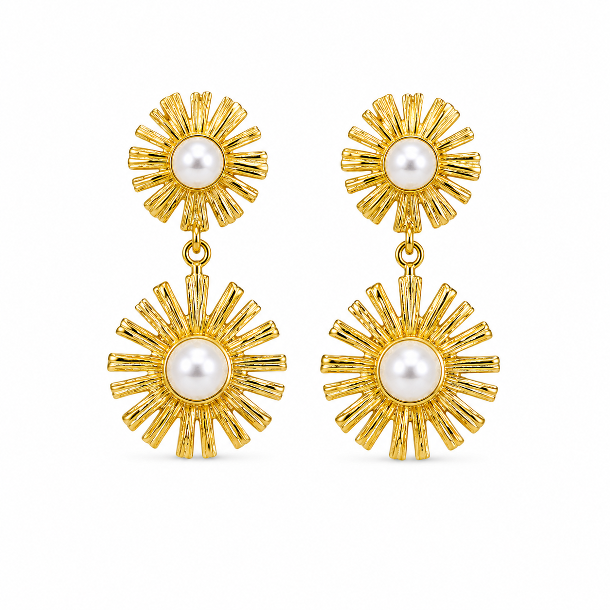 Demi Fine Pearl Sunburst Drop Earrings