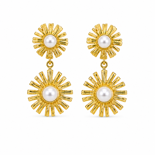 Demi Fine Pearl Sunburst Drop Earrings