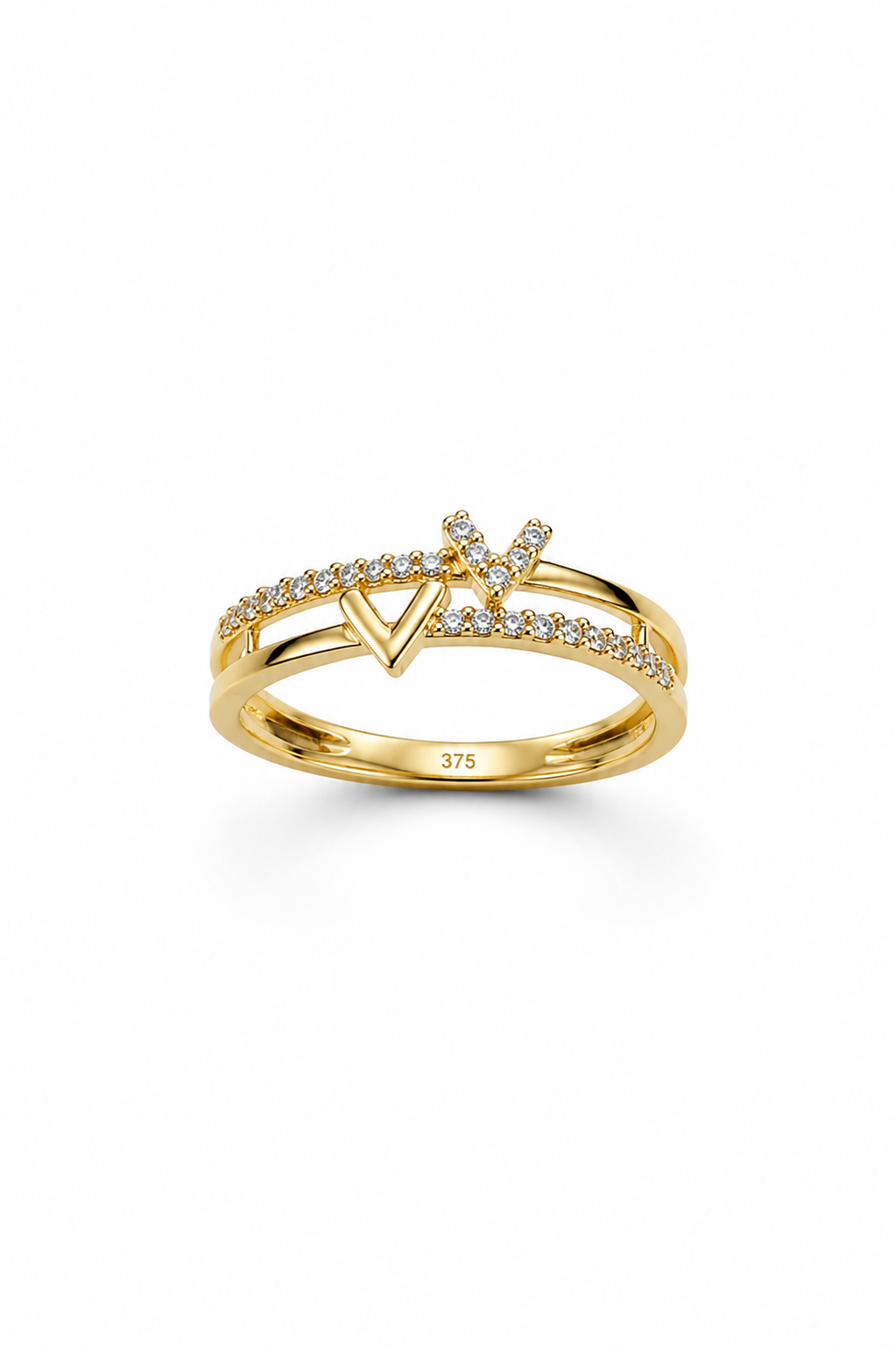 9K Gold Sparkling Ring (Size - 14)