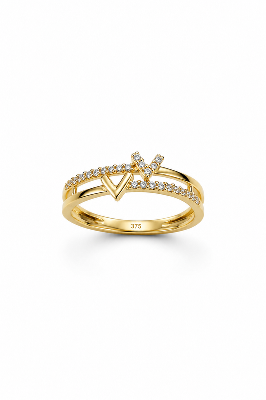 9K Gold Sparkling Ring (Size - 14)