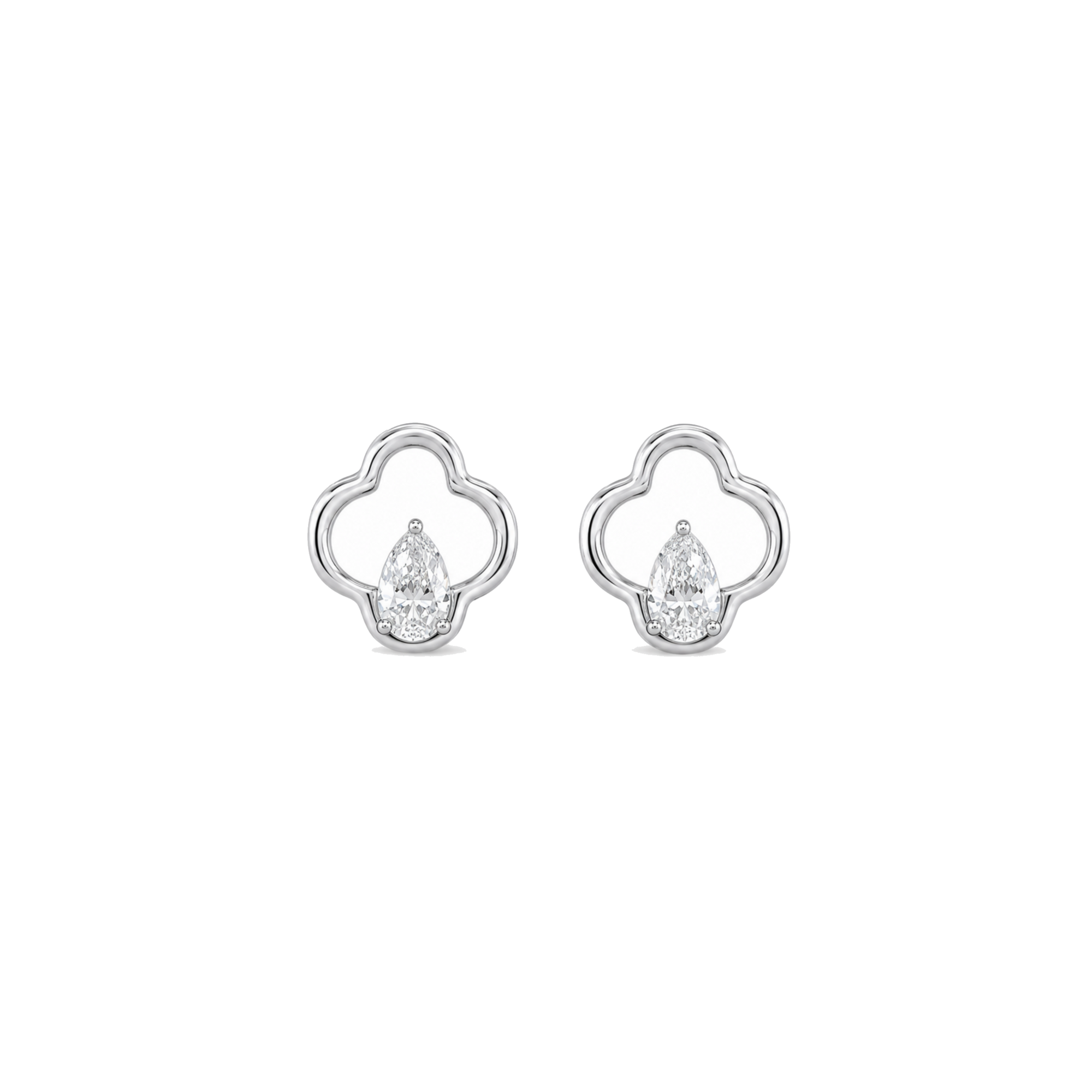 Silver Modern Clover Earrings