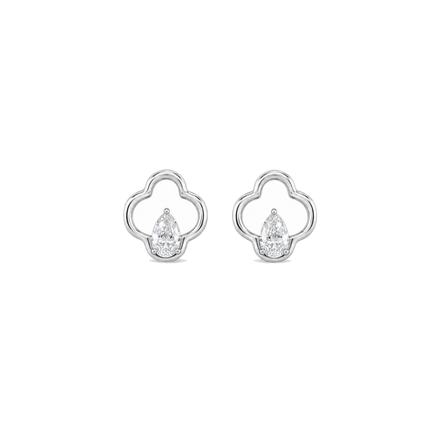 Silver Modern Clover Earrings
