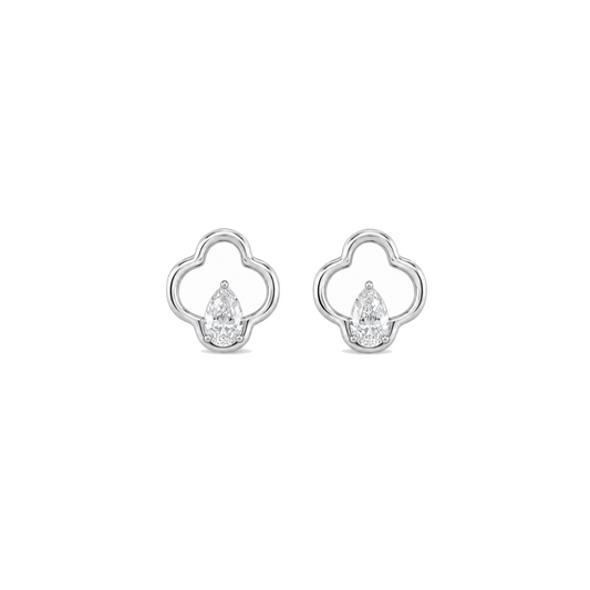 Silver Modern Clover Earrings