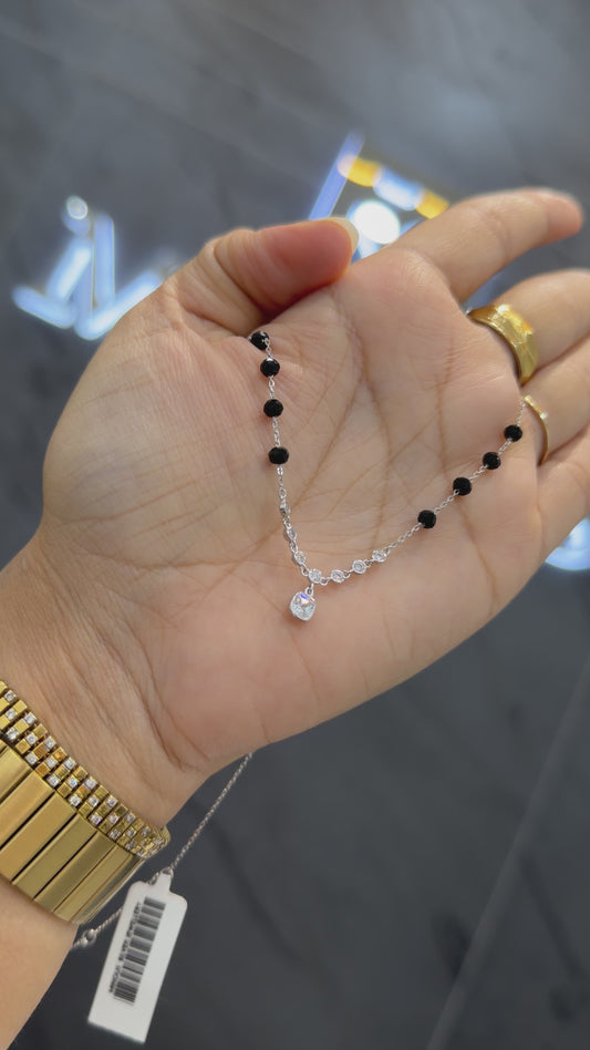 925 sterling silver mangalsutra with black beaded chain