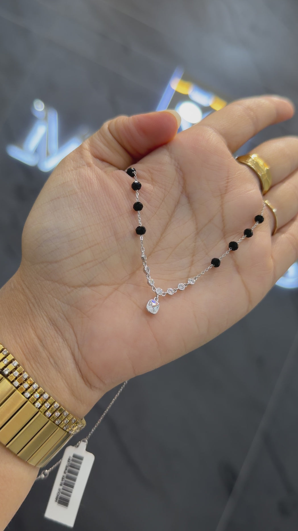 925 sterling silver mangalsutra with black beaded chain