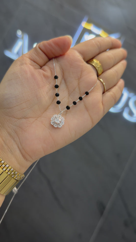 925 sterling silver mangalsutra with black beaded chain