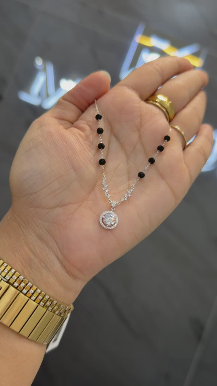 925 sterling silver mangalsutra with black beaded chain