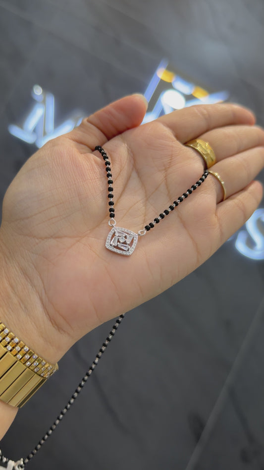 925 sterling silver mangalsutra with black beaded chain