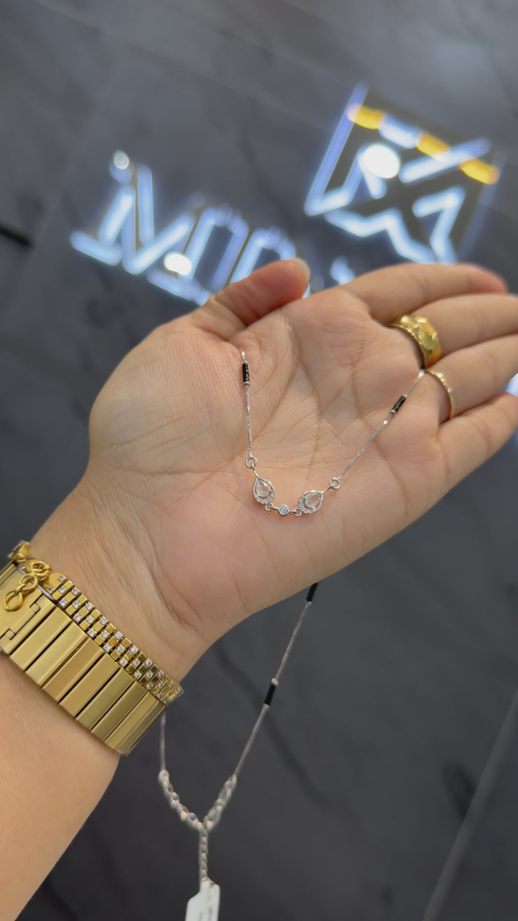 925 sterling silver mangalsutra with black beaded chain