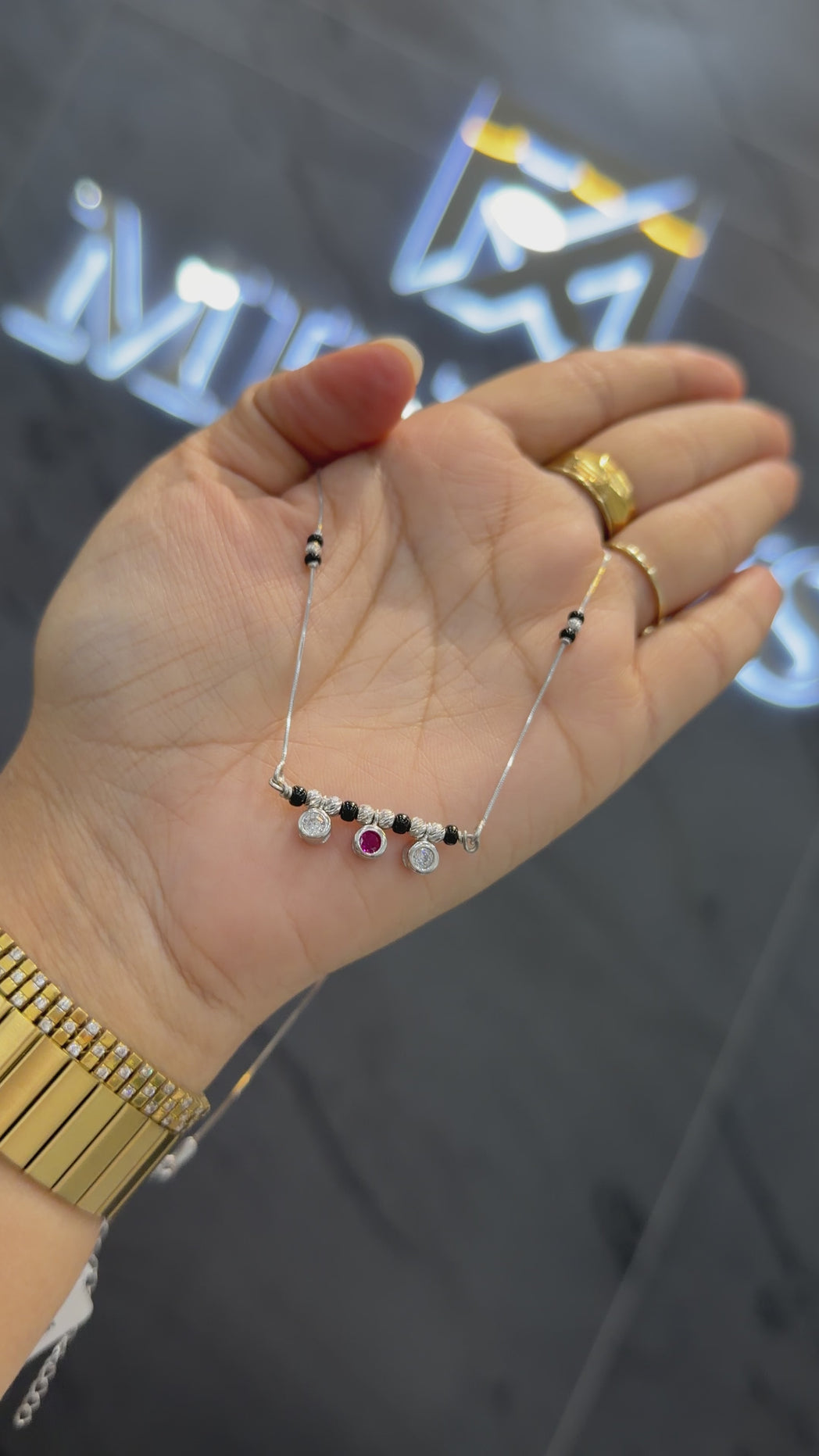 925 sterling silver mangalsutra with black beaded chain