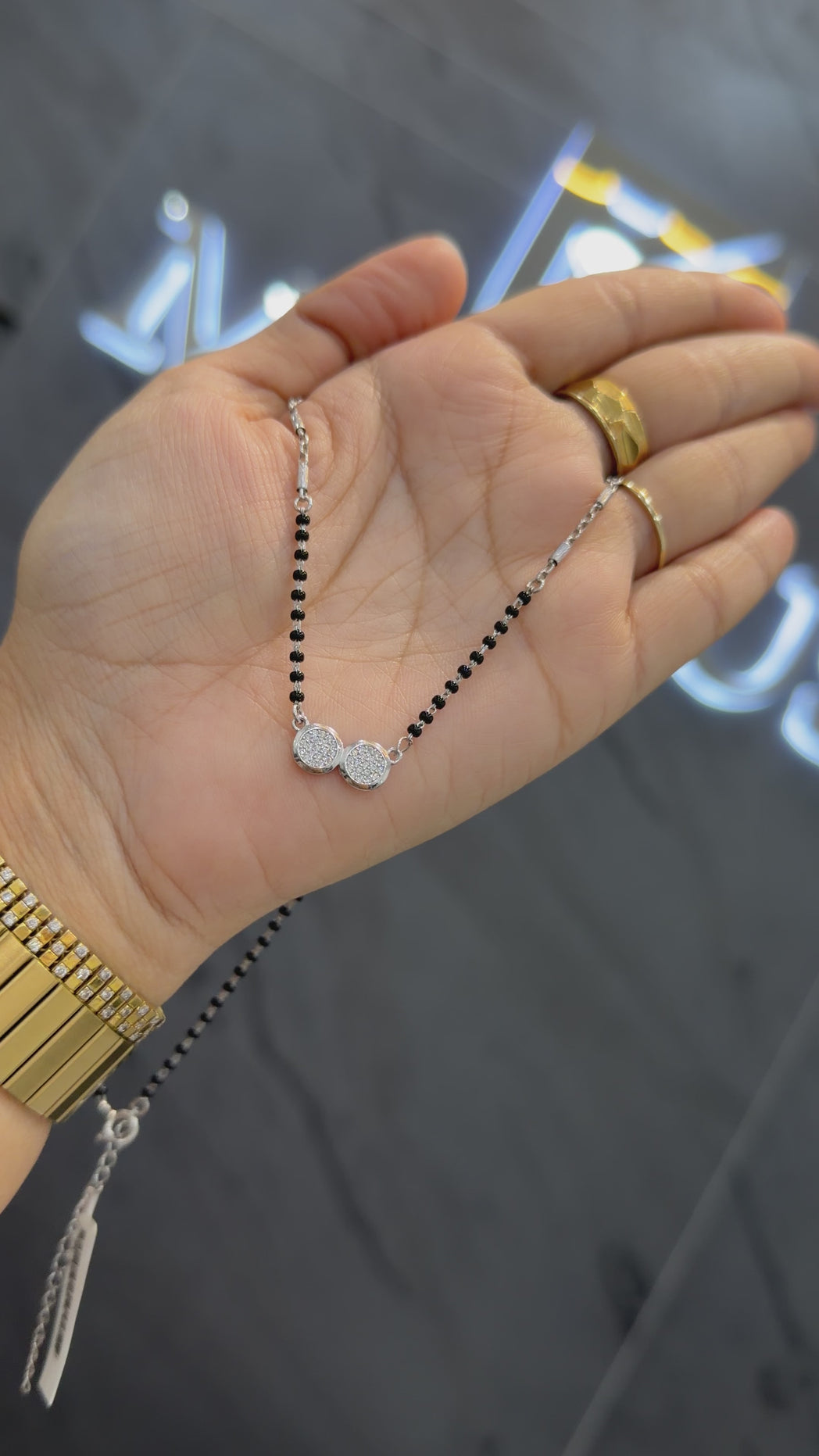 925 sterling silver mangalsutra with black beaded chain