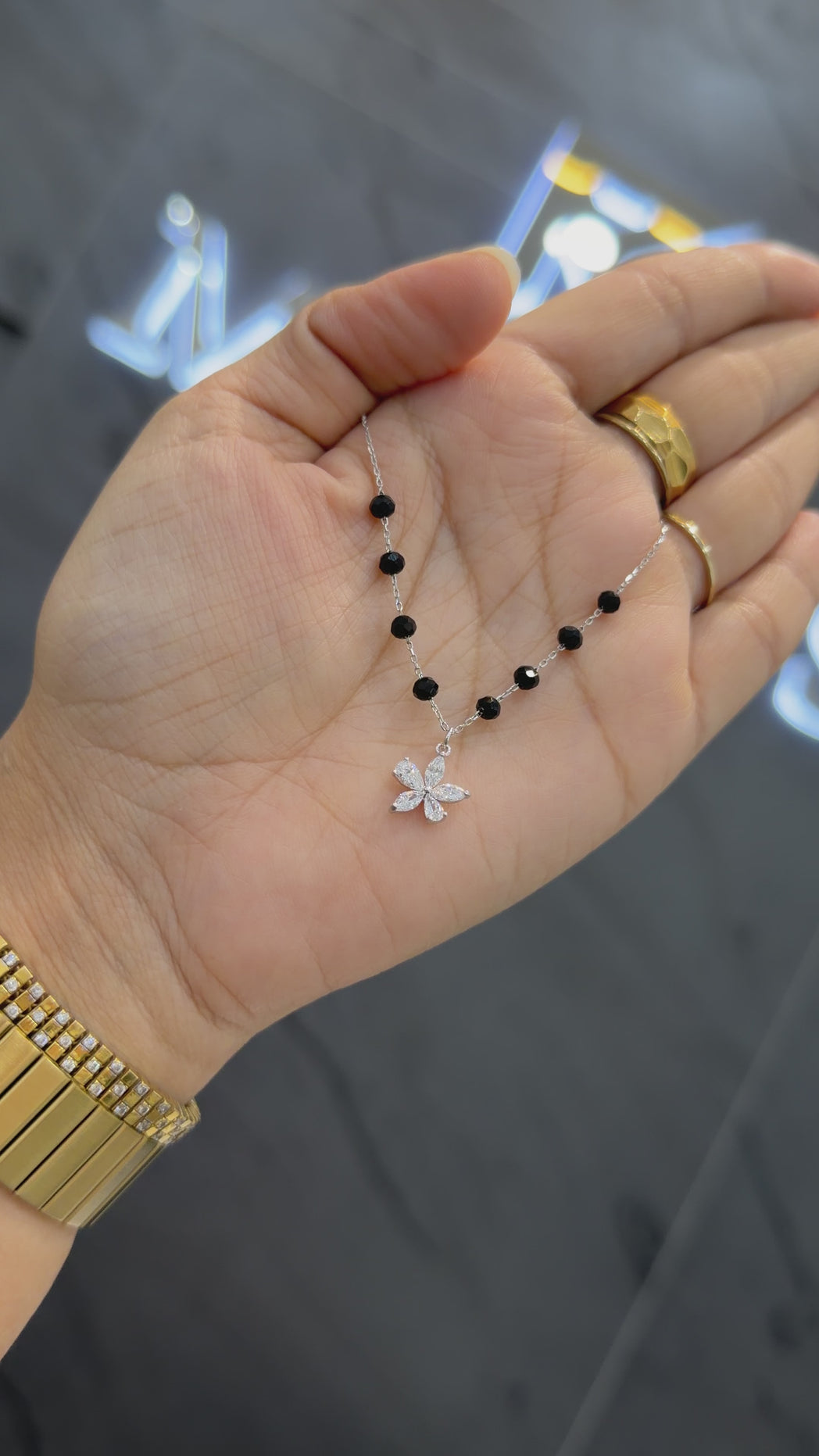 925 sterling silver mangalsutra with black beaded chain