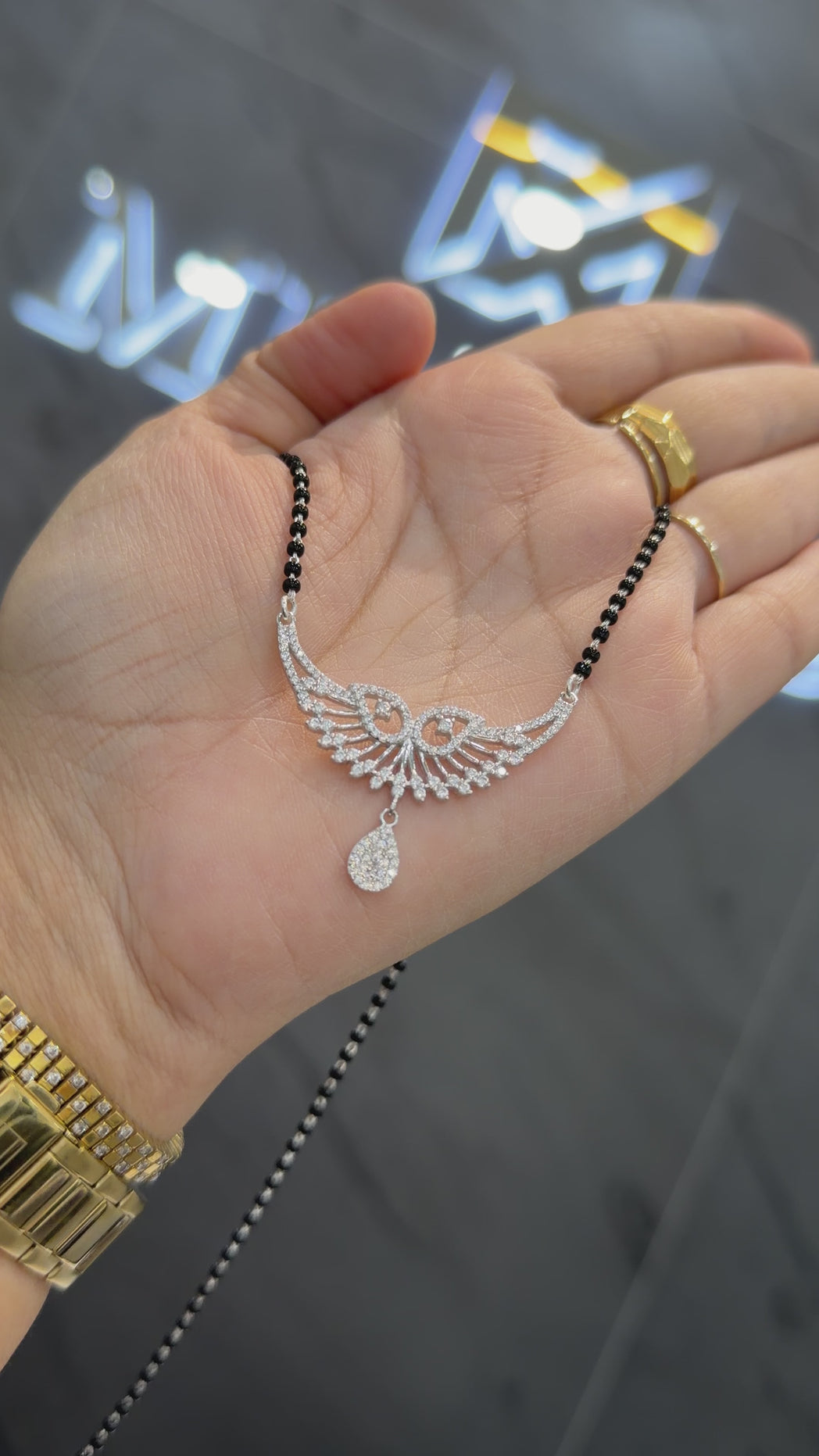 925 sterling silver mangalsutra with black beaded chain 